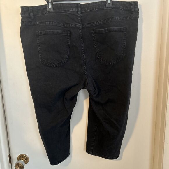 Lane Bryant Genius Fit Capri Stretch Size 22 Dark Wash Distressed Classic - Picture 4 of 7